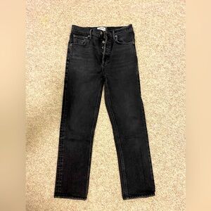 Black straight-leg jeans. Size 26